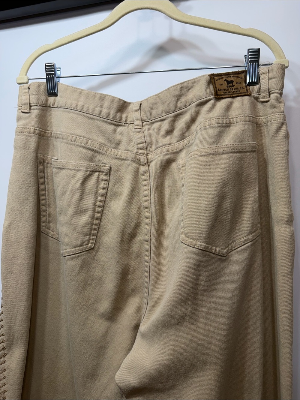 Lauren Ralph Lauren Jeans 14W Tan Braided Side Detail Straight Leg Pants - Picture 12 of 16